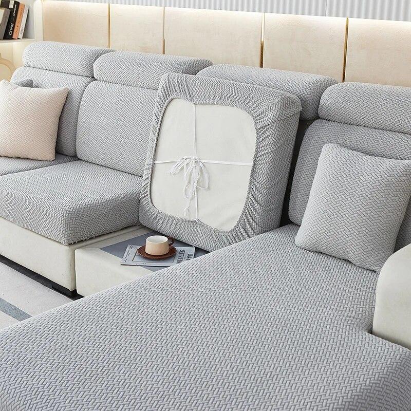 Плотная жаккардовая плюшевая наволочка для диванной подушки Чехол на длинную подушку спинки Растягивающийся чехол-защита для дивана на 1/2/3/4 места