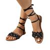 Bohemian Sandals Summer Flat Flowered Shoes One-line Large-sized Shoes Strappy Sandals