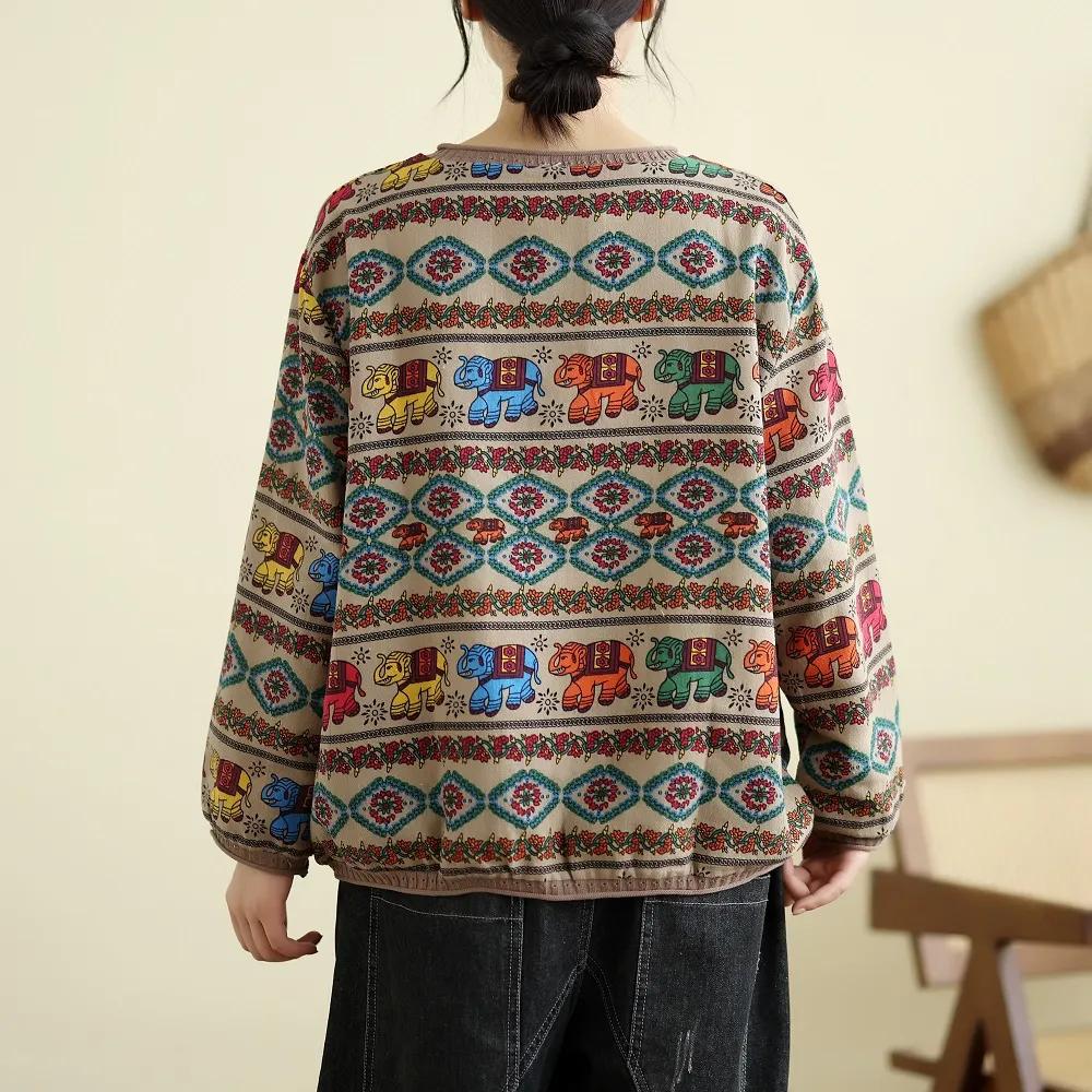 WomenSwing Осень Винтаж Стиль Лоскутное Цветочный Принт Вязание Пуловеры Повседневный Свободный Круглый Вырез Мягкий Модный Свитер Для Женщин