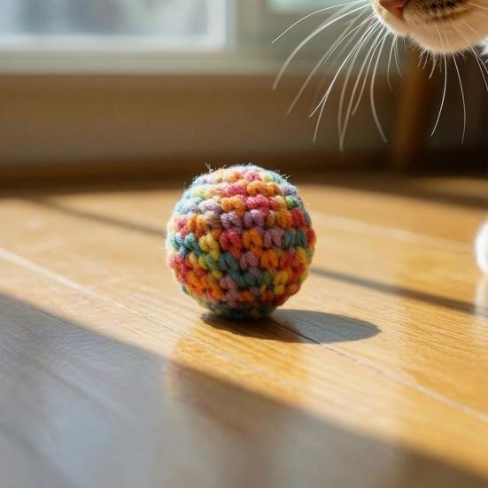 Интерактивные игрушки для кошек, Шерстяной вязаный мяч, Устойчивый к укусам мяч-дразнилка для царапания и погони, Плюшевая безопасная игрушка для кошек