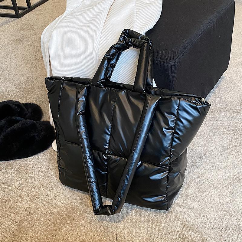 Вместительная зимняя большая сумка-тоут с подкладкой, дизайнерские женские сумки через плечо, роскошные большие сумки для покупок из пуха и хлопка, кошельки