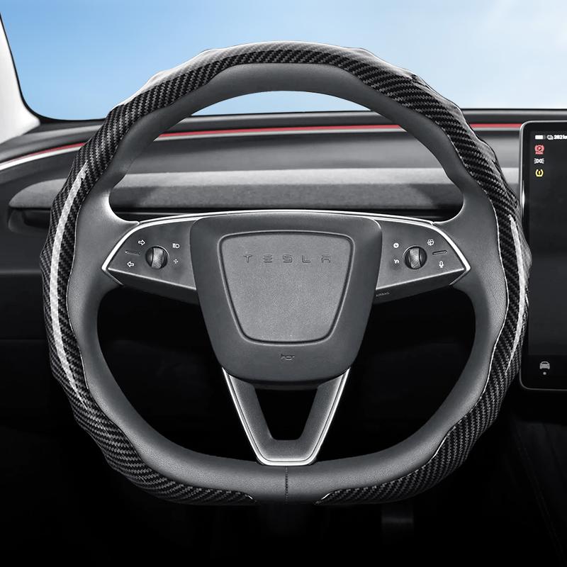 Подходит для руля Tesla с текстурой под карбон, защелкивающаяся, волнистой формы, спортивный дизайн, прочный защитный чехол, подходит для Model 3 Y S X an