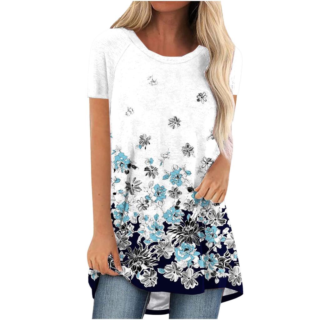 Colourful Floral Flower 3D Print Long T-Shirts Women Streetwear Short Sleeve T Shirt Oversized Y2K Tops Tees Girl Woman Clothing