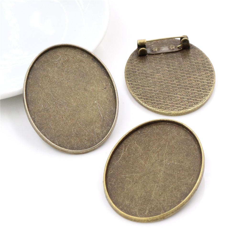 New Fashion 5pcs 30x40mm Inner Size Antique Gold/Silver Black Bronze Pin Brooch Pierced Style Base Setting Pendant