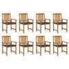 Day and Night - Day and Night Garden Chairs with Cushions 8 Units Solid Acacia Wood