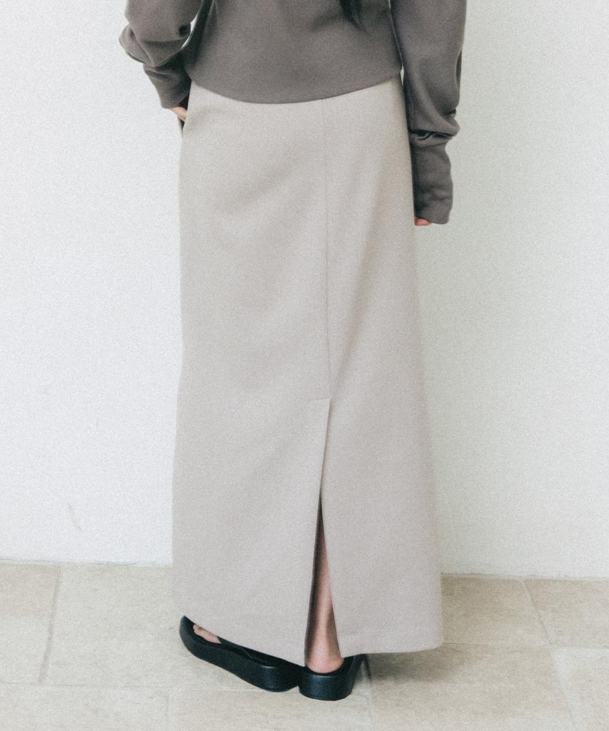 After Glow Wood Detail Drawstring Maxi Skirt_Sand Greige