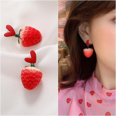 Серьги Sun Jiayu Zhu Shanshan Sweet Strawberry для девочек: Симпатичный фруктовый дизайн