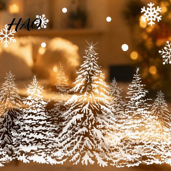 Festive Window Display Christmas Tree Snowflake Static Sticker, Double-sided Cling Decal, Holiday Decals Reusable PVC Glass for Parties Double