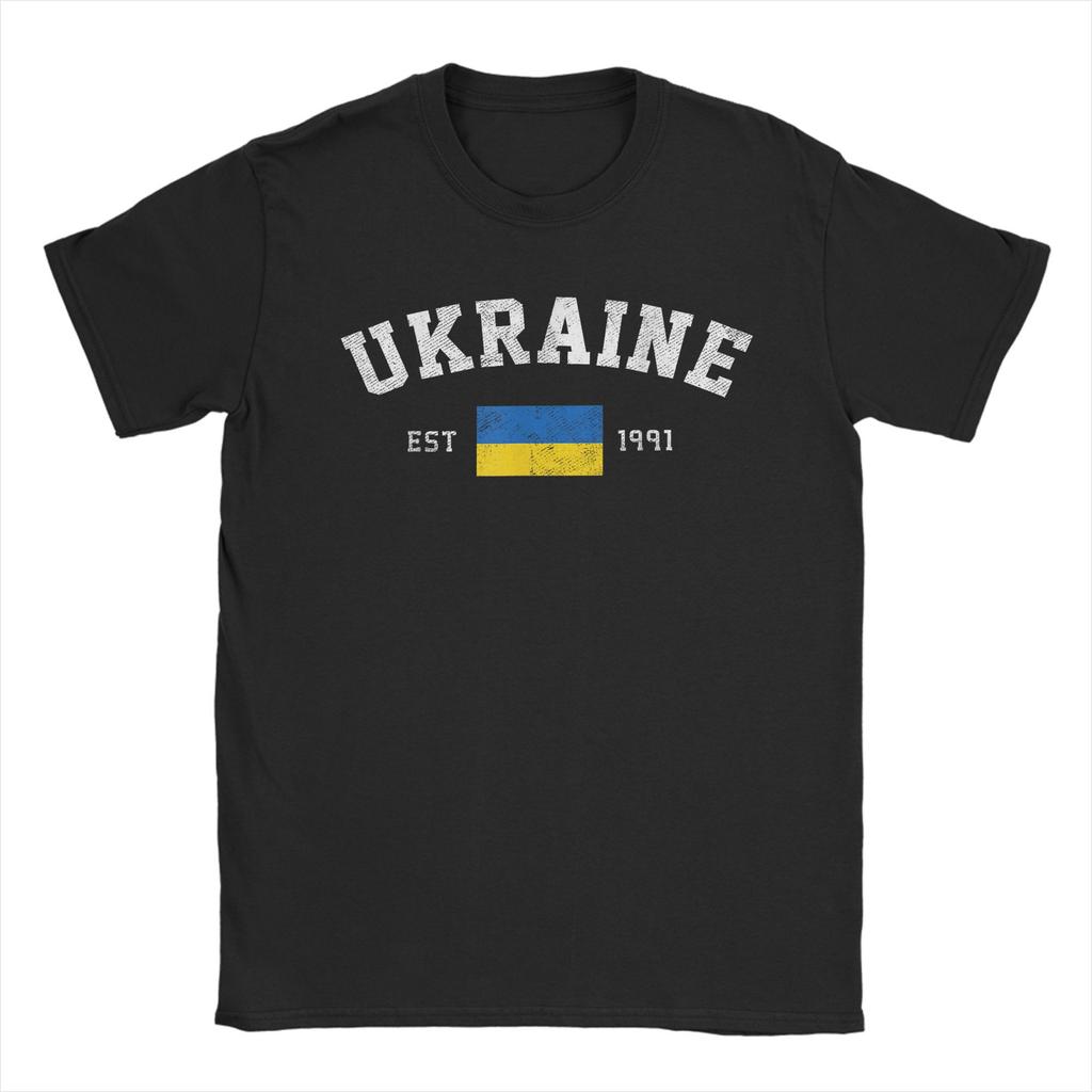 ФЛАГ УКРАИНЫ ТРЕЗУБЕЦ Индивидуальный Флаг Украины Футболки Мужские Хипстерские Футболки с Круглым Вырезом Футболки с Коротким Рукавом Одежда Большого Размера