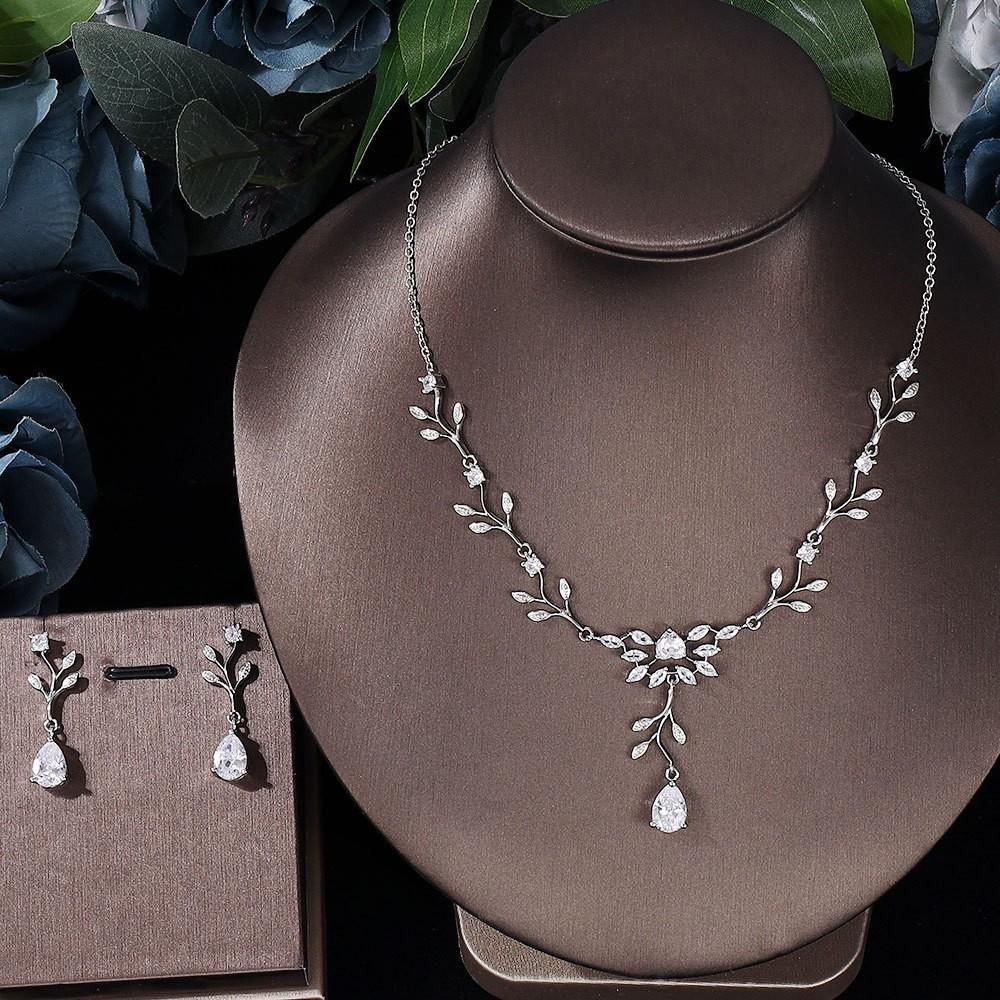 Ювелирные изделия в европейском и американском стиле, ожерелье с каплями воды из циркона, женственное свадебное платье, высококачественные свадебные украшения, комплект сережек-гвоздиков
