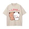 Bubu Dudu Kawaii Clothing Women Couple T-shirt Retro Washed Vintage Panda Bear Cute Cartoon Women T-shirt