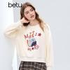 Женский зимний свитшот Betu 2025 с круглым вырезом и графическим принтом, с длинным рукавом