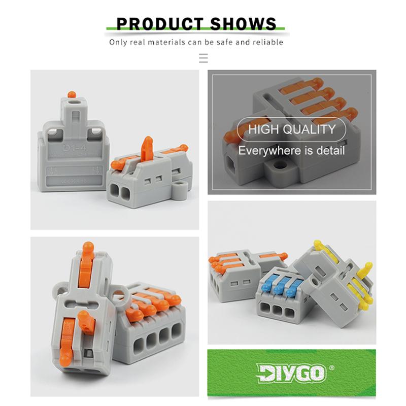 Рычажные быстрые мини-соединители для проводов 1 вход - несколько выходов Компактные соединители для сращивания проводов Подключение для вставных домашних клеммных блоков 32А