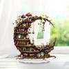 Acrylic Ornament 2D Bookshelf Statue Collection Gift Decoration Moon Shape Sculpture for Desk