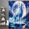 Wolf Moon Shower Curtain, Bathroom Decorative Shower Curtain, Waterproof Shower Curtain with Hooks