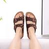 Fashion Litfun Classic Women's Sandals Casual Cork Footbed Flat Bottom Slippers Open Toe Leopard Designed Slides With Adjustable Buckle