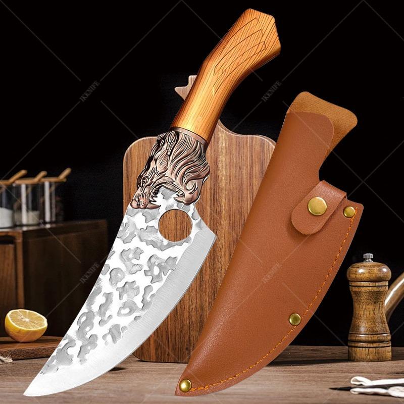 Нож из нержавеющей стали для обвалки мяса в домашних условиях, для забоя свиней, для чистки овощей, деликатный, ручной ковки, кухонный нож с нескользящей ручкой