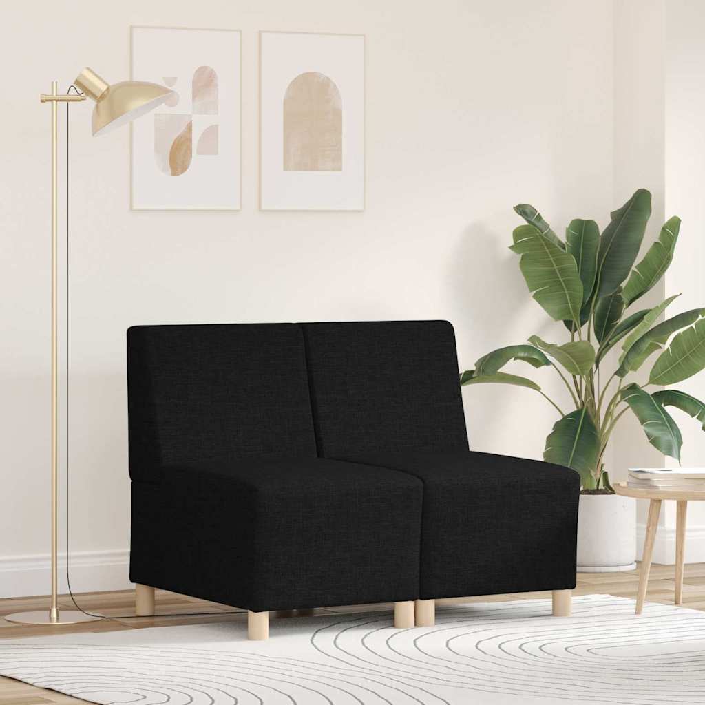 Modular Armless Sofa 2 pcs Black 55 x 74 x 82 cm Fabric
