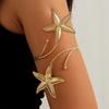 Vintage Gold Color Hollow Butterfly Irregular Open Cuff Bracelet Bangle for Women Simple Metal Starfish Arm Bracelet Zircon