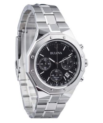 Классический Precisionist Octagon Chronograph Нержавеющая сталь с черным циферблатом Кварцевые мужские часы 96B410 100M