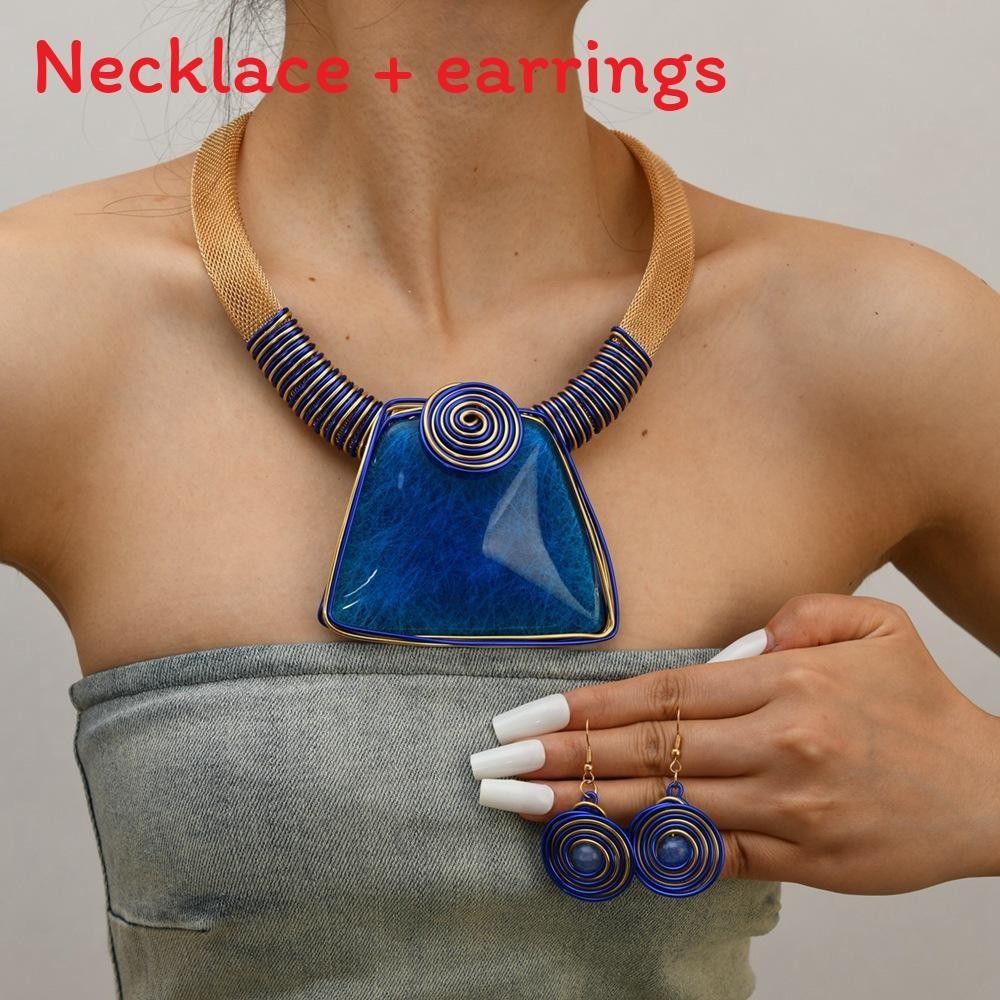 Resin Plastic And Jewelry Set With Large Gemstones And Elegant Water Chain For Fans Fashion