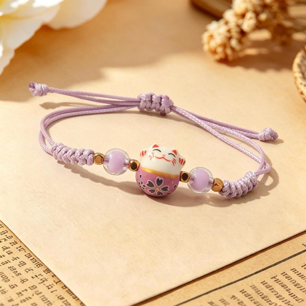 Плетеный браслет Lucky Cat Candy Color для женщин