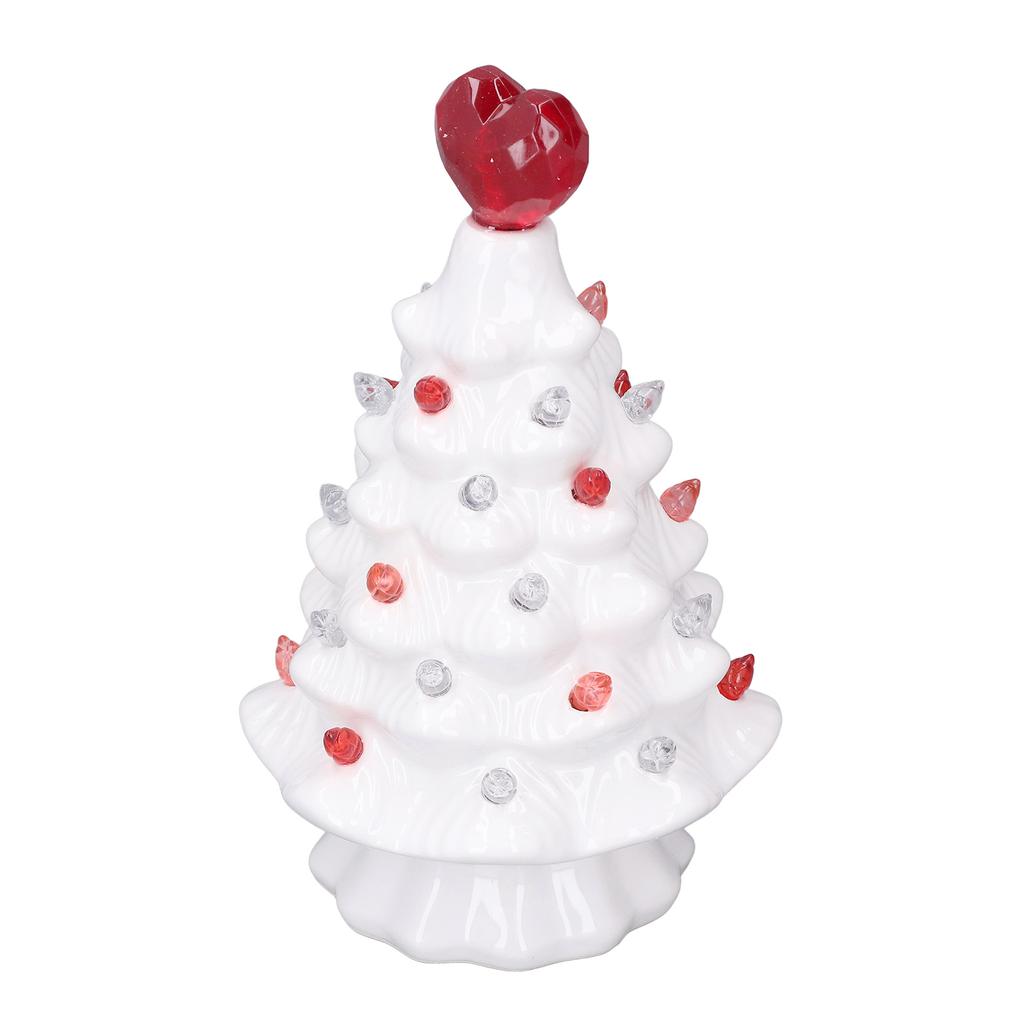 White Ceramic Tree LED Light Up Tabletop Tree Heart Topper Vintage Retro Centerpiece for Holiday Par