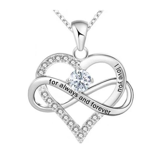 Ожерелье в форме сердца для женщин Романтичная подвеска в форме сердца с надписью «Я люблю тебя вечно» из кубического циркония