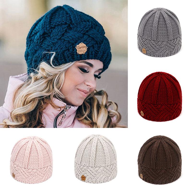 Winter Autumn Knitted Beanie Stretchy Hat Casual Cap Warm Femme Bonnet Women Hats Ladies 8 Color