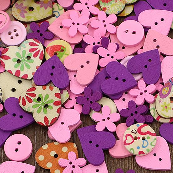 Пуговица в ассортименте стильная деревянная пуговица с цветочным принтом для шитья для искусства