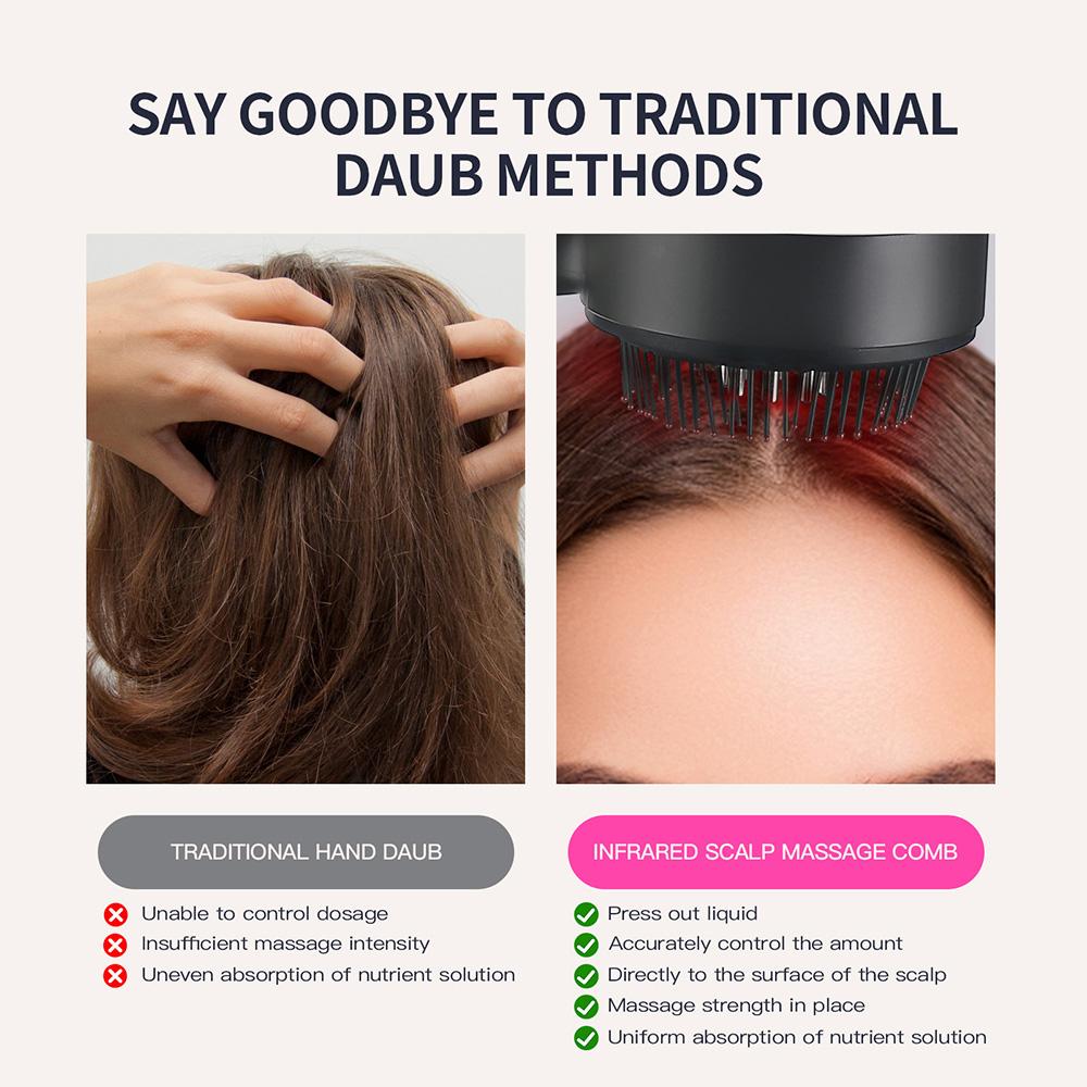 Электрическая вибрационная массажная расческа с красным светом для роста волос Массажная щетка для кожи головы против выпадения волос Аппликатор для жидкого масла Уход за волосами