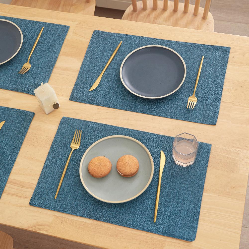 2pcs Scandinavian Ins Style Linen Solid Colour Placemats Fabric Heat Insulation Table Mats Western Food Coasters Napkins