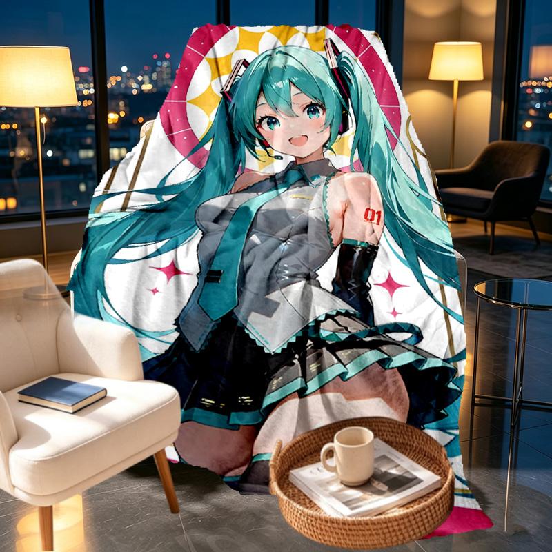 Hatsune Miku Print Blanket - Soft & Comfortable, for Bedroom, Travel, Sofa, Home Decoration - Birthday Christmas Gift for Friend