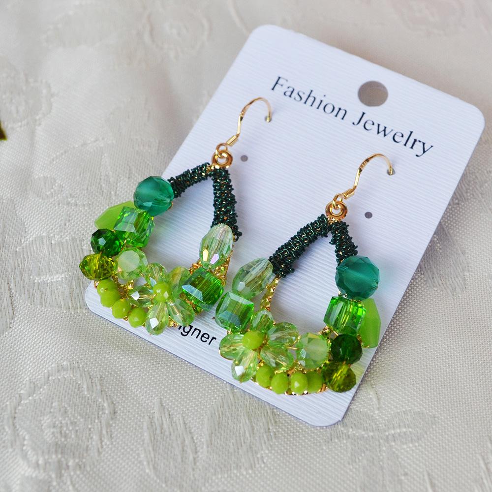 Bohemian Hand-Woven Earrings, Ethnic Style Crystal Earrings, Personalized Temperament, Ear Hook Earrings.