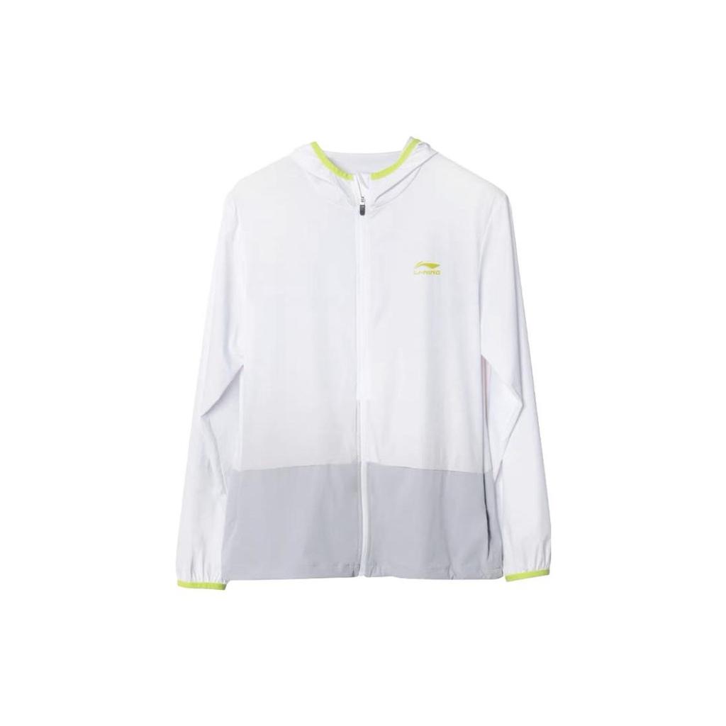 Li Ning Letter с капюшоном и молнией, длинный рукав, солнцезащитная куртка унисекс, куртки, белые, серые, LSYU864-2