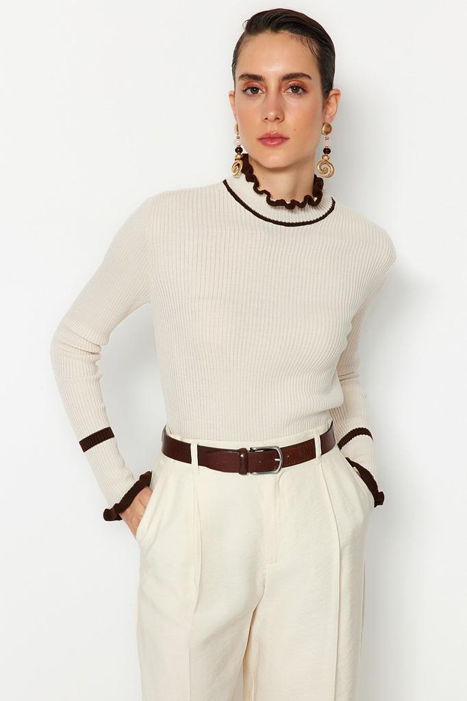 Женский свитер в элегантном стиле, трикотаж с цветными блоками, свитер