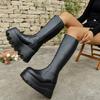 Gothic-Style Women'S Chunky Platform Riding Boots High Shaft Motorcycle Combat Shoes Avant-Garde Streetwear Boots For Ladies
