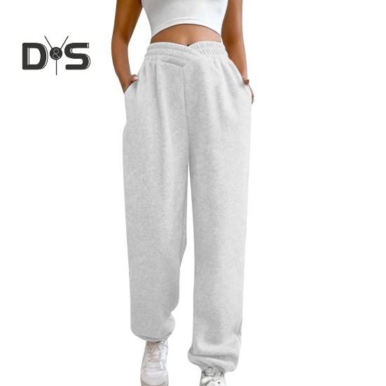 Женские спортивные штаны с высокой талией, свободные спортивные штаны с карманами, кроссоверы, спортивные штаны, удобные брюки для тренировок