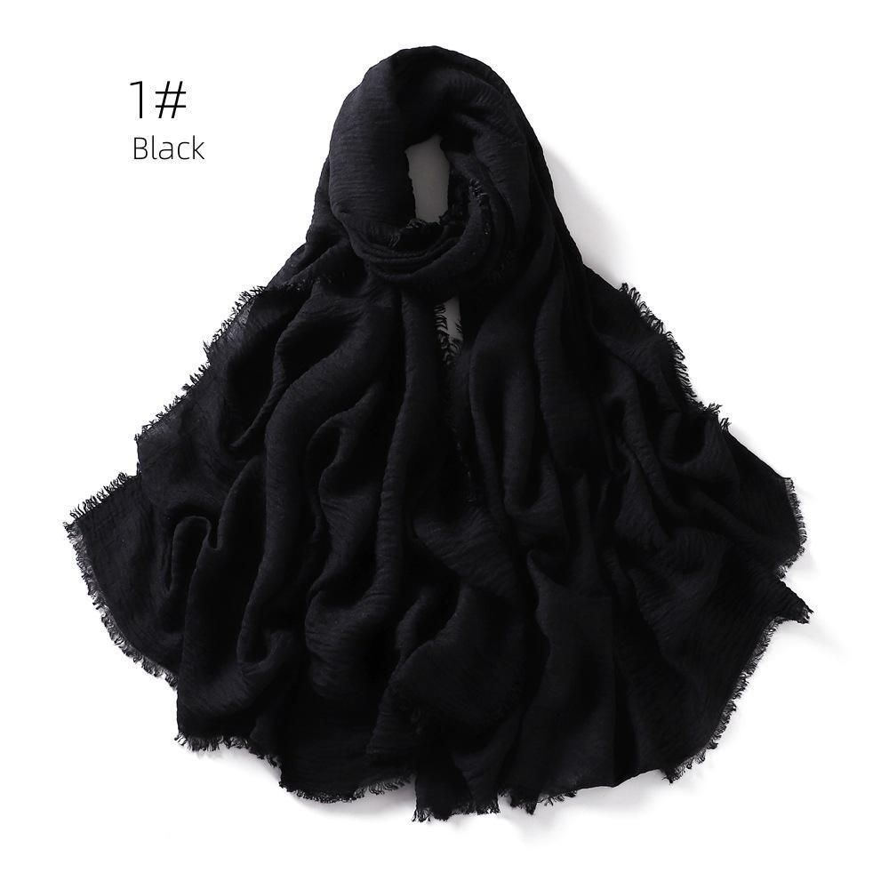High-Quality Cotton Linen Gauze Scarf: Breathable, Encrypted Sunscreen, Four-Circle Fringe Shawl, Women's Malay Head Scarf