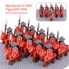 Средневековые военные наборы, кавалерийские фигурки, строительные блоки, солдат, спартанский воин, рыцари, римское оружие, аксессуары, игрушки для детей