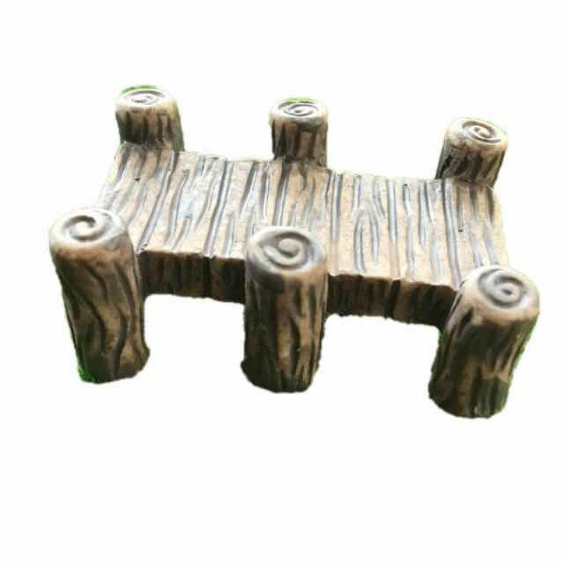 Retro Wooden Bridge Resin Ornament for DIY Plant Landscaping