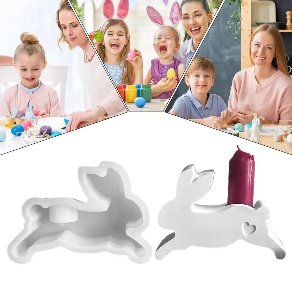 Cartoon Rabbit Candlestick Molds Handmade Bunny Tealight Molds  Home Table Decoration