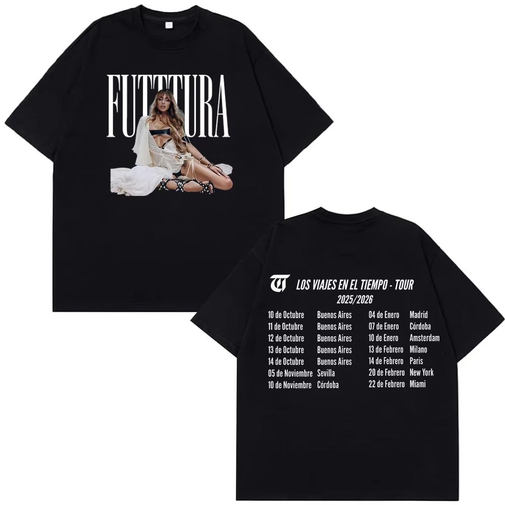 2026 Singer TINI STOESSEL Futtura Tour Винтажная Футболка с Принтом Унисекс Женская Хип-хоп Футболки Хлопок Повседневная Футболка Уличная Одежда Лето