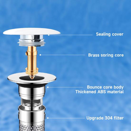 Стопор для раковины в ванной комнате Всплывающий сливной фильтр Уловитель волос и мусора Раковина