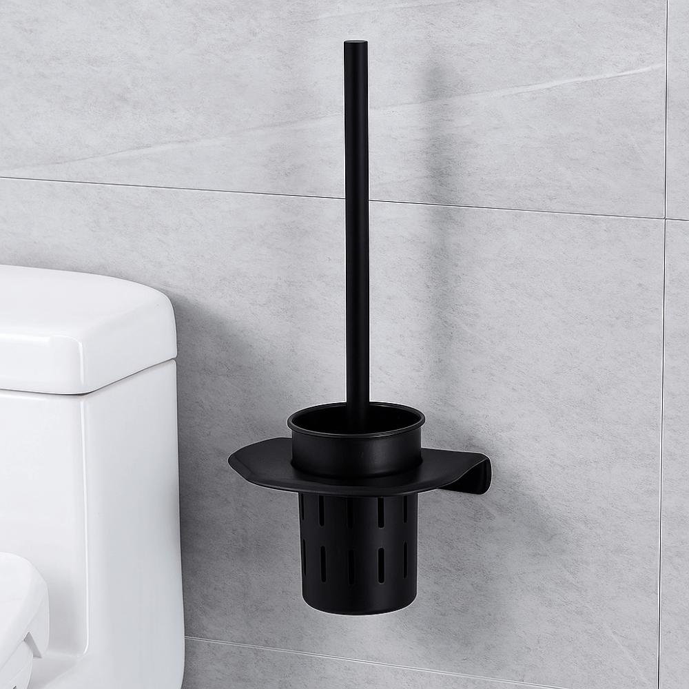 Wall Mounted Toilet Brush Set Long Handle Toilet Brush Holder Bathroom Accessories