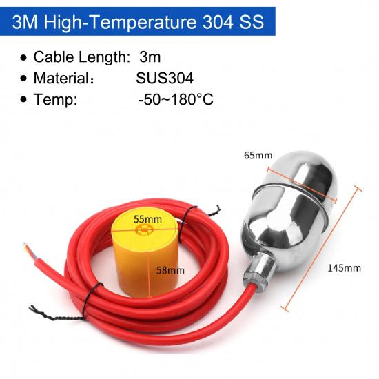 Stainless Steel Cable Float Ball Liquid Level Float Switch Durable Tank Level Sensor for Water