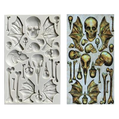 Силиконовая форма для Хэллоуина, быстросъемная антипригарная форма для пищевых продуктов, кекс, украшение для торта, форма летучей мыши, черепа, кости, шоколадная форма для пекарни