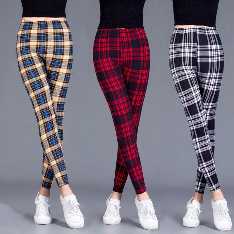 Women Stripes Pencil Pants Slim Ankle Leggings One Size