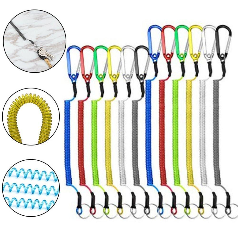 Carabiner Chainsaw Lanyard Spring Elastic Rope Safety Rope Fishing Lanyards Spiral Coiled Lanyard