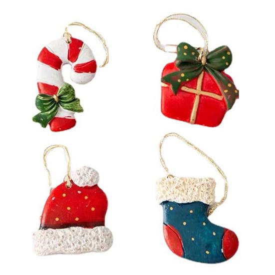4 шт., рождественские украшения, рождественская елка, чулок-колокольчик, дизайн, винтажный дизайн с ремешком, подвесной кулон для создания атмосферы